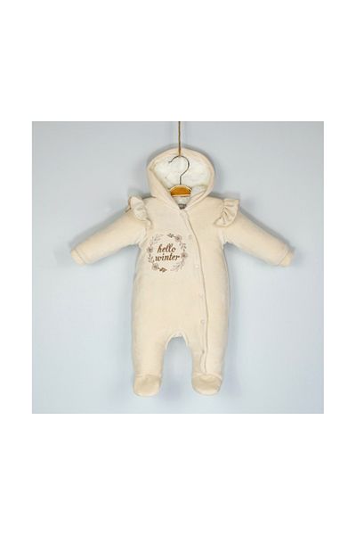 Bebezade Astronaut Patterned Baby Winter Plush Jumpsuit - 100% Plush