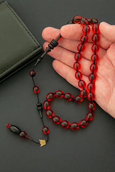 TESBİHKENTİ خرزات صلاة من العنبر الأحمر بحرفية مخصصة مع حلقات