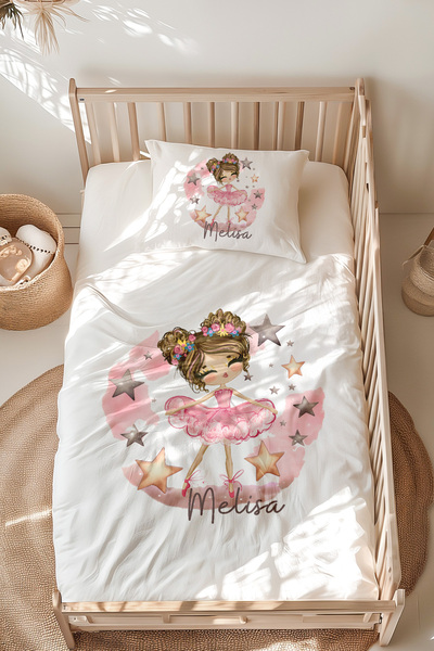 Lilabio %100 Pamuk Isme Özel Isimli Montessori Yatak Nevresim Takımı (100X200...