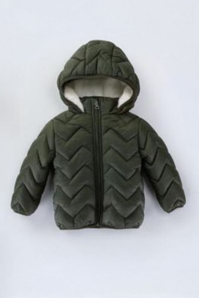 Minigimin Cicileri Quilted Baby's Flowers Welsoft Coat for 1-10 Years Old Children - Khaki