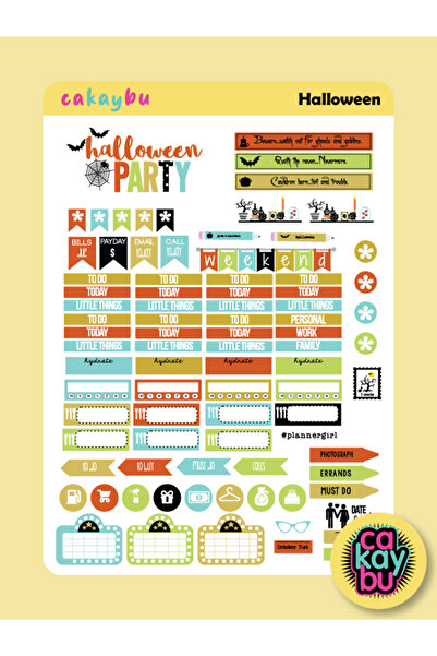 cakaybu Autocolant de Halloween 1 foaie de dimensiuni A4