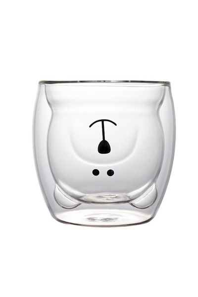 Choice 280ml Classic Bear 280ml Double Glass Cup Coffee Mug Bear Cat Dog Animal Transparent Cute Milk Juice