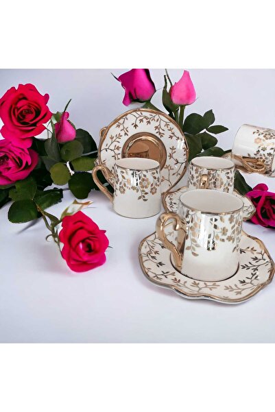 ariana sytle طقم فناجين قهوة تركية ذهبية مكون من 12 قطعة لـ 6 أشخاص