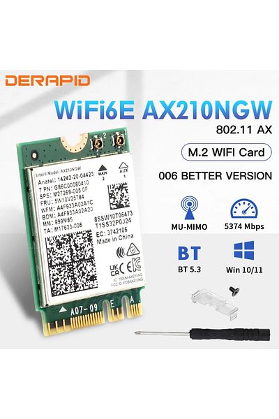 Choice AX210NGW WiFi6E WiFi 6E AX210NGW NGFF Wireeless Adapter Bluetooth 5.3 WiFi6 5374Mbps 2.4G/5G/6GHz 80