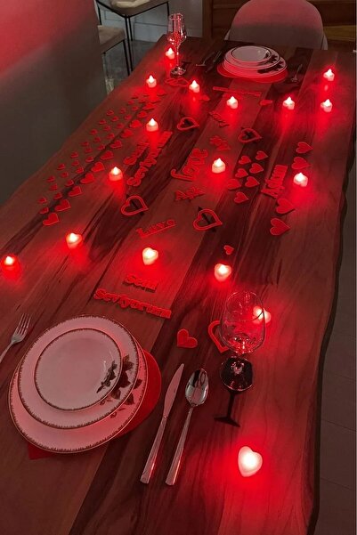 Genel Markalar 82 Parça Romantik Doğum Günü Masa Süslemesi Keçe Seti Evlilik Teklifi Yıldönümü Romantik Set