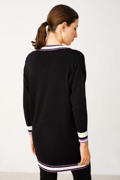 on 69907 Cardigan Teks lung cu buzunare cu nervuri