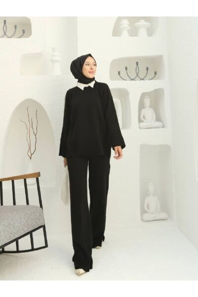 PİNK FLY Women's Winter Split Detailed Trousers Knitwear Set
