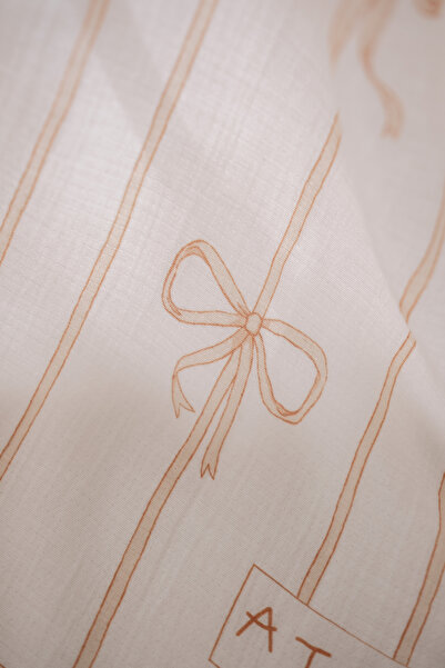Atelier Babbi Double Layer Muslin Baby Blanket - Ribbon / Beige 70X70Cm