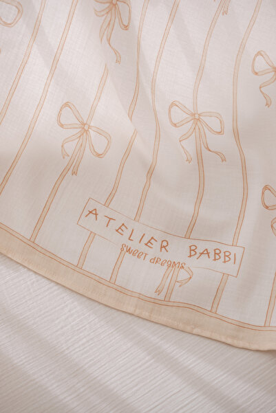Atelier Babbi Double Layer Muslin Baby Blanket - Ribbon / Beige 70X70Cm