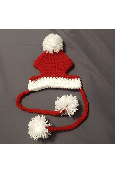 RAY TİCARET Red and White Knitted Dog Costume with Pompom