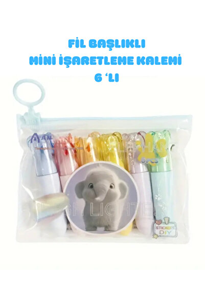 ALLStore SEVİMLİ KÖPEK  BAŞLIKLI İŞARETLEME KALEMİ MİNİ 6'LI SET FOSFORLU KALEM