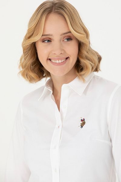 U.S. Polo Assn. Cămașă albă de damă cu mânecă lungă - Model de bază 50271268 -vr013