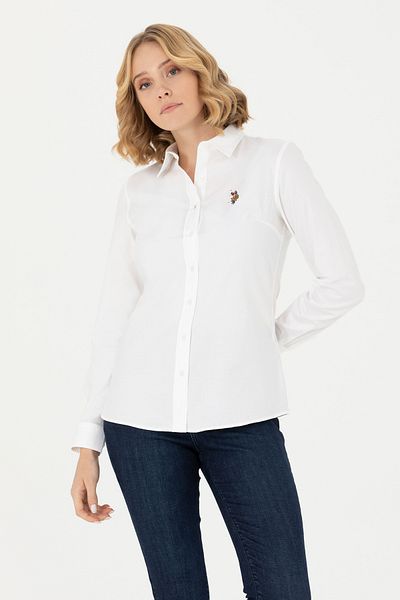 U.S. Polo Assn. Cămașă albă de damă cu mânecă lungă - Model de bază 50271268 -vr013