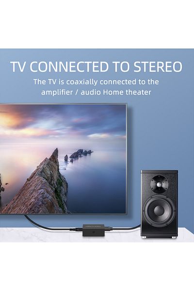 Choice محول صوت رقمي أسود ثنائي الاتجاه من RCA إلى محول Toslink بصري من Optica