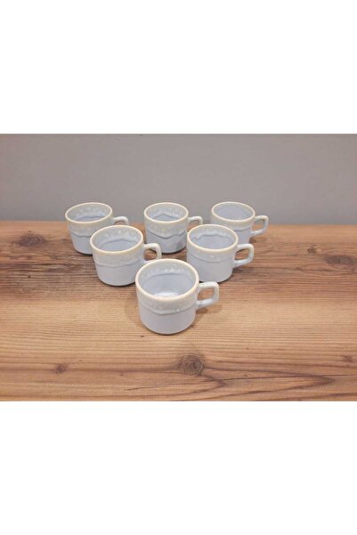 Keramika KERAMİKA ÇAY FİNCANI 6 ADET ORGANİK PARLAK BUZ MAVİSİ