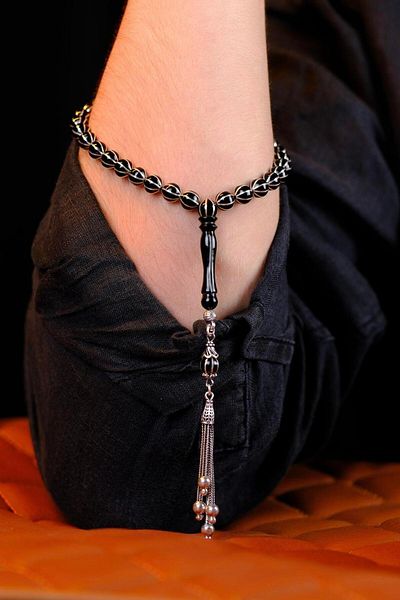 dergah tesbih 8-Piece Watermelon Split Wrist Length Erzurum Oltu Stone Rosary