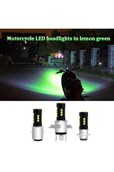Choice3 H4 Lemon Green 1Pc Lemon Green 3030 15LED Motorcycle Headlight Foglig...
