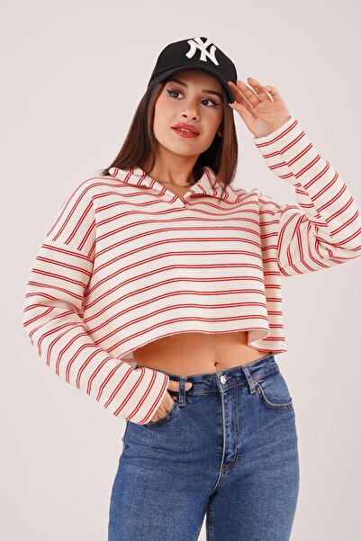 Hipo Trend Crvena polo majica Prugasto Skraćeni kroj