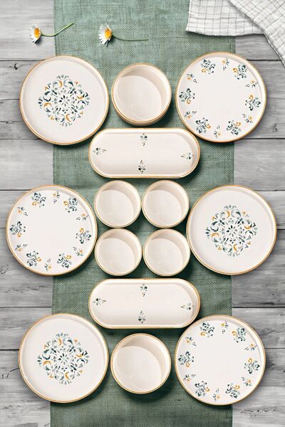 Heda Porselen D-Harma 14-Piece Ceramic Breakfast Set for 6