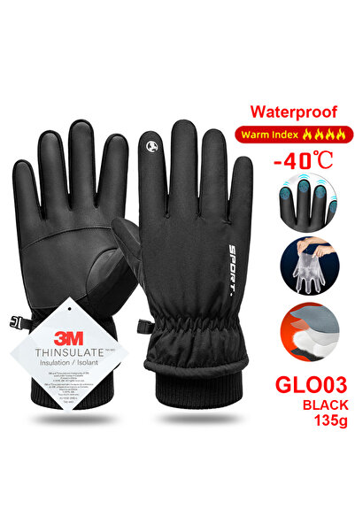 Choice L GLO03 BLACK Thermal Winter Cycling Ski Gloves Outdoor Sports Running...