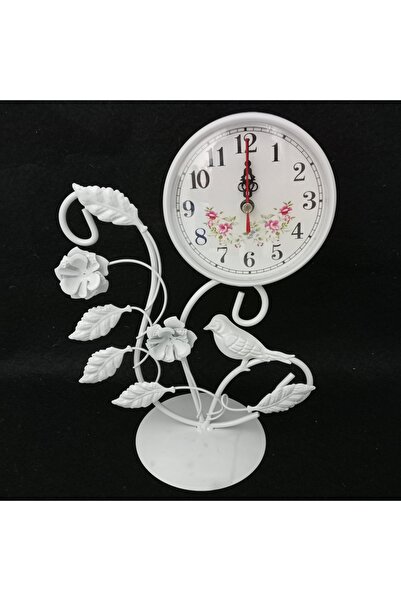 ramse hediyelik eşya metal saat kuş ve çiçek desenli beyaz
