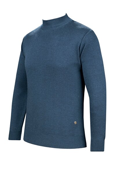 Çizgi Triko Pulover pentru bărbați cu guler semi-golf, model cu dungi, brațe și talie elastice, material tricotat tip oțel, croială clasică