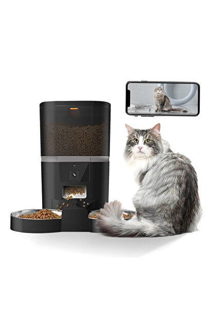 Choice موزع طعام أوتوماتيكي للحيوانات الأليفة سعة 4 لترات، أسود اللون، مزود ب...