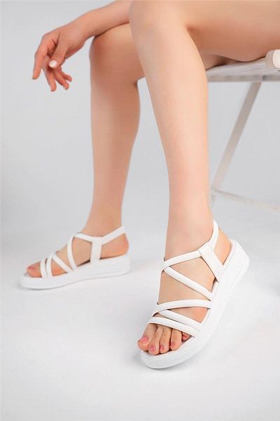 homiro White Women's Sandals - Striped