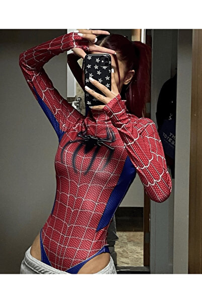 BALİNA Kırmızı Örümcek Çıtçıtlı Uzun Kollu Body THESOLO