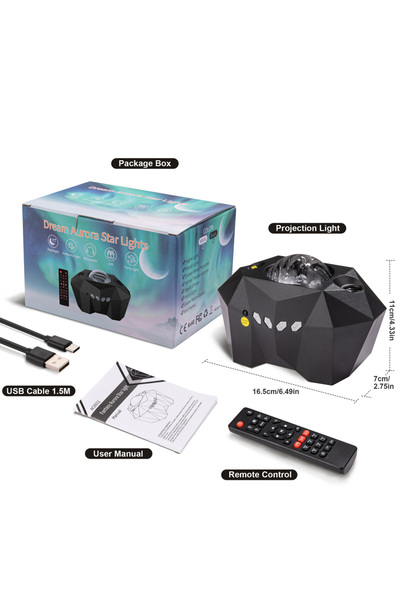 Choice Black Star Lights Aurora Moon Projector with Remote Control Sky Night ...