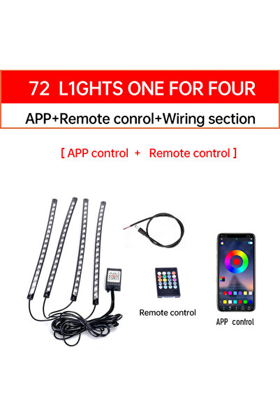 Choice شريط إضاءة زخرفي للدراجات النارية 72LED يعمل بالريموت كنترول 12 فولت R...