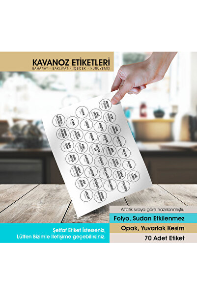 Letbil Reklam Beyaz Yuvarlak Kesim Baharat, Bakliyat Etiket Modeli V2 - 5cm -...