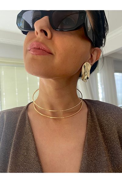 Hoop jewelery Adjustable Double Row Design Choker