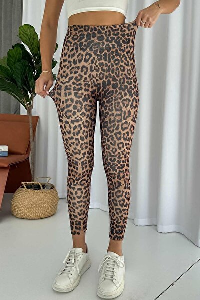 Mine Tan Butik Γυναικείο καλσόν με στάμπα Leopard - Καφέ
