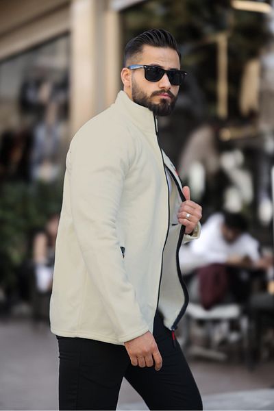 Butik Ανδρικό Fleece Cream Standard Ανδρικό Fleece με 3 τσέπες με φερμουάρ