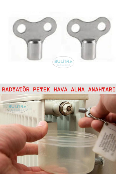 BULİTRA Su Armatürleri 2 Adet Radyatör Hava Alma Anahtarı Purjör Petek Havlupan Kalorifer Su Boşaltma Anahtarı