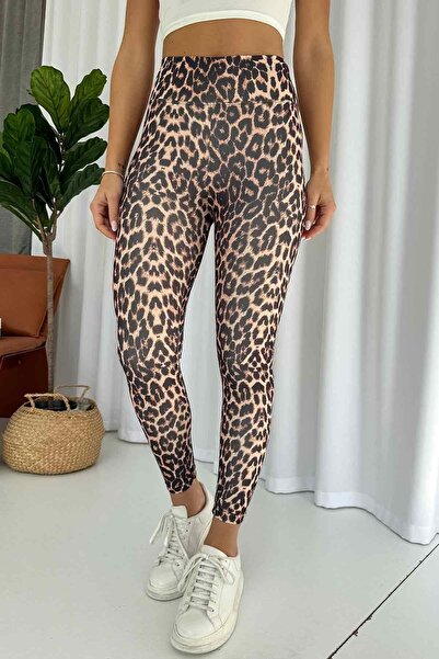 Mine Tan Butik Γυναικείο καλσόν με στάμπα Leopard - Μπεζ