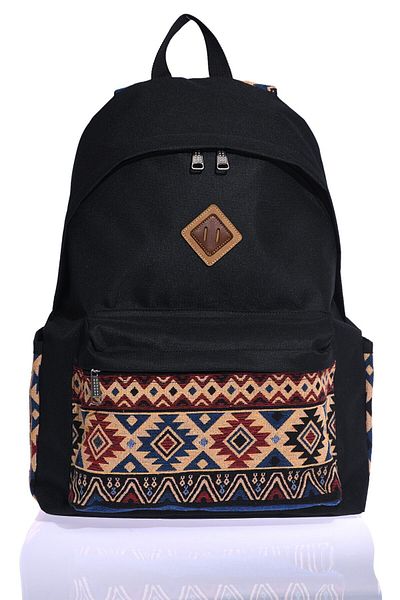 By Hakan Gk54 School Bag Backpack Daily Trip Sports Travel Holiday Multi-Compartment Laptop Compartment Rug Pattern Black