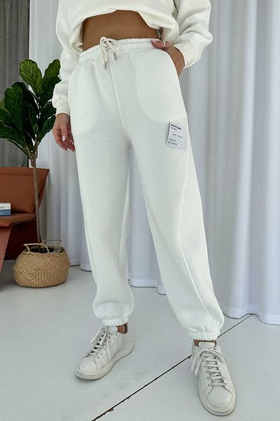 Mine Tan Butik Λευκό, ελαστικό πόδι - Φούτερ με τρεις κλωστές