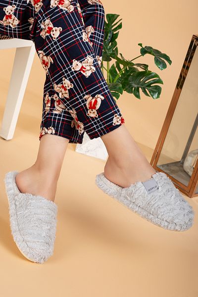 uway Λούτρινη Visco Soft Sole Άνετες ζεστές παντόφλες σπιτιού