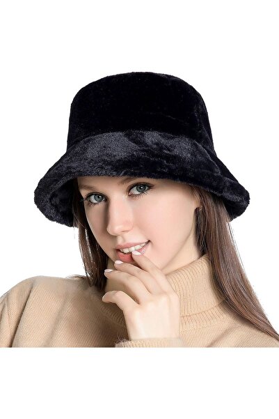 derikem 3 Adet Şık Kadın Peluş Kova  Balıkçı Bucket Kışlık Şapka 3'lü