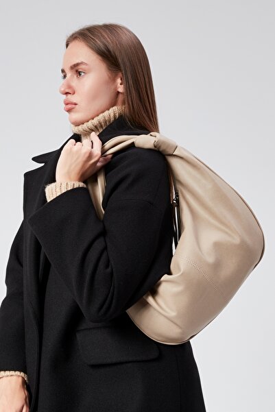 Çantacımstore Kadın XL Jordie El Çantası Vizon ( BÜYÜK BOY )