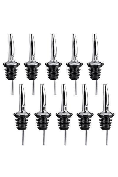 JETTING 10Pcs Stainless Steel Liquor Spirit Pourer Flow Wine Bottle Pour Spout Stopper Barware Kitchen To...
