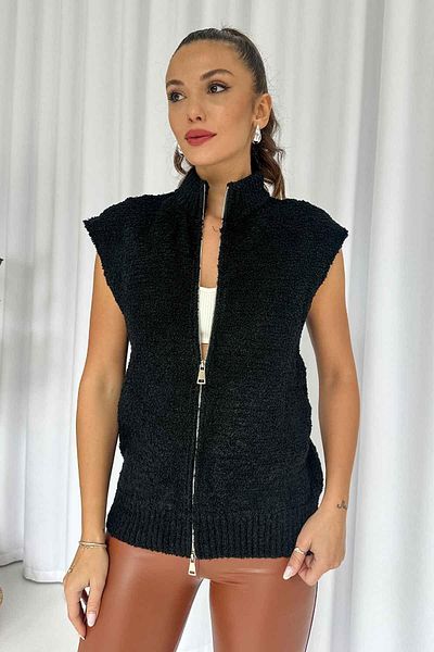 Mine Tan Butik Vestă Teddy - Neagră