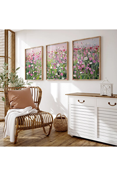 woodhomeworks Ahşap Çerçeveli 3 Lü Soyut Tablo Home Ev Salon Oturma Odası Yat...