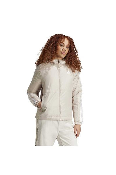 adidas Γυναικείο μπεζ παλτό με κουκούλα 3 Stripes Essentials