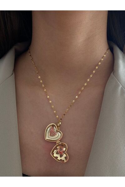 h&b design jewel Çelik Açılabilir Kalpli E Harf Kolye