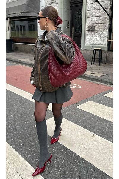 Çantacımstore Geantă de umăr retro mare Bttg pentru femei, roșu Claret