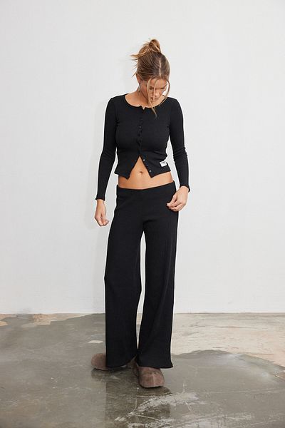 Bases Ribbed Buttoned Cardigan