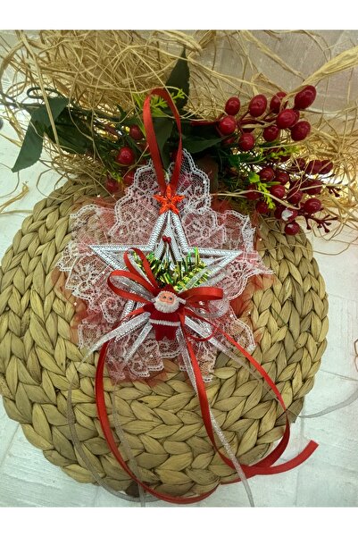 Deniz Party Store Moș Crăciun - Ornament de copac cu mini glugă cu stea de argint